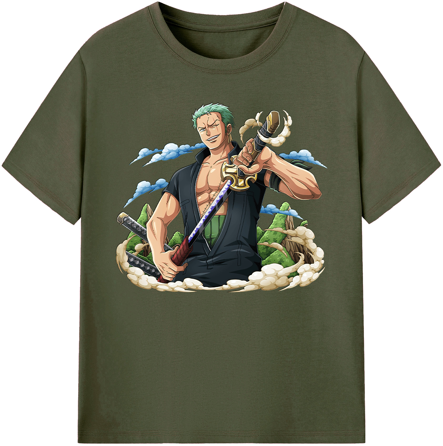 ワンピース ロロノア・ゾロ ONE PIECE Roronoa Zoro 綿100％ メンズ半袖Tシャツ｜肌触りやわらか＆通気性